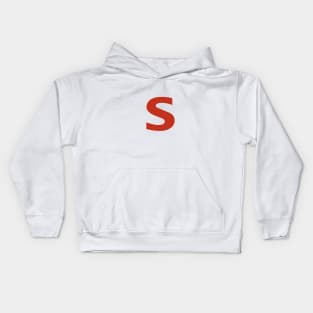 Letter s in Red Text Minimal Typography Kids Hoodie